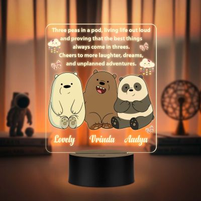 Customized Best Friends UV Print LED Night Light  Personalized Name & Quote Lamp
